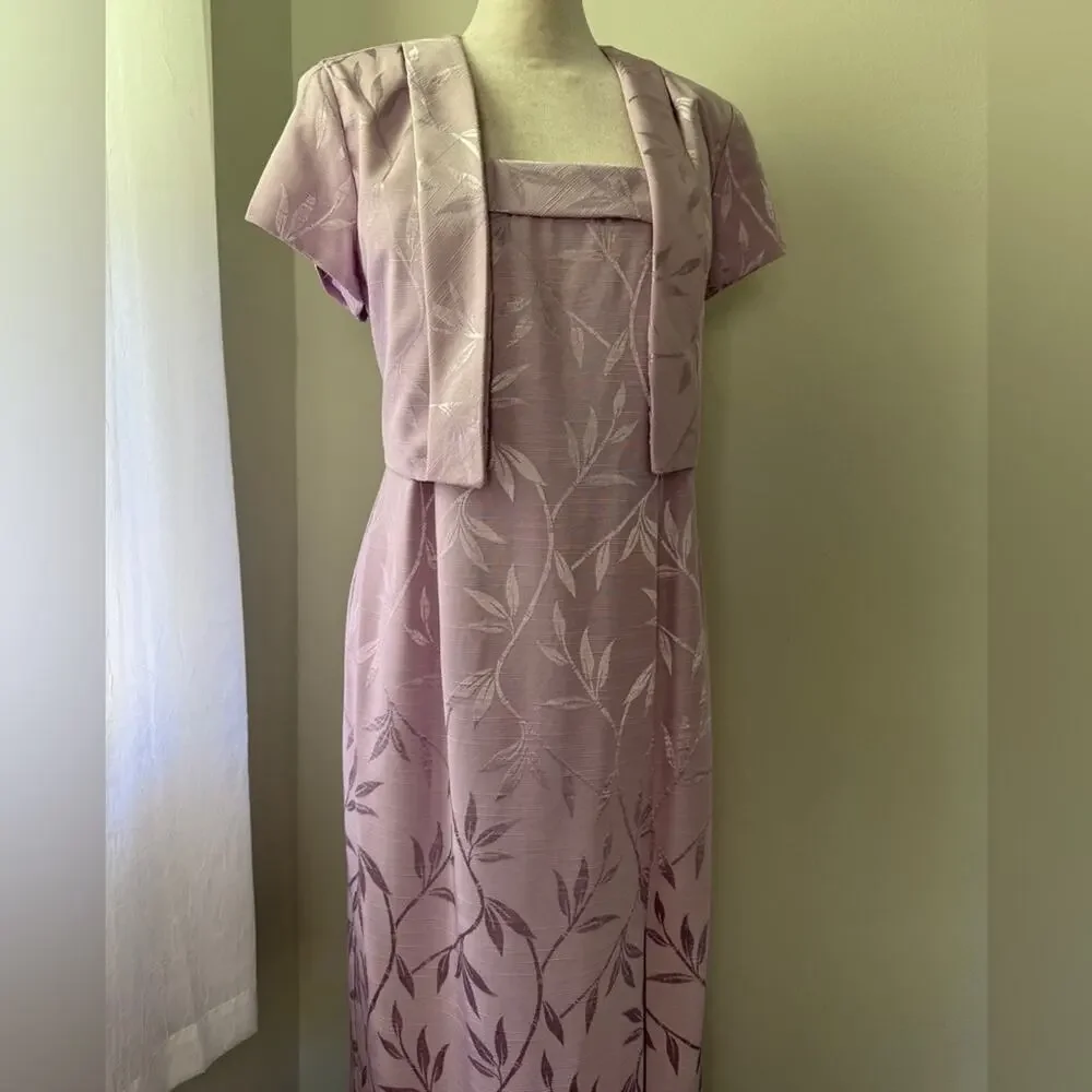 Vintage ‘90s J.R. Nites by Caliendo Lilac Short Sleeve Jacket + Maxi Dress Set